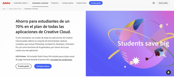 Paquete adobe Indesign para estudiantes